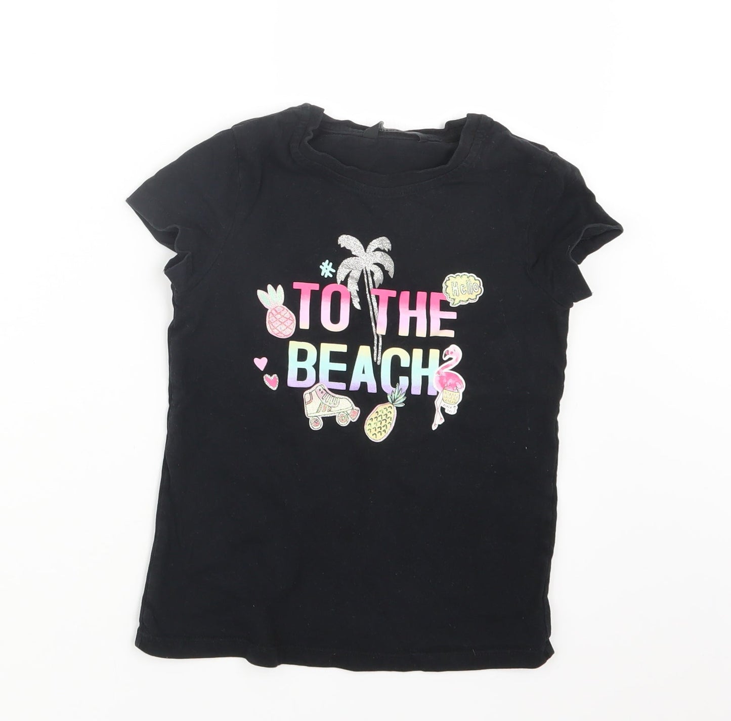 George Girls Black   Basic T-Shirt Size 7-8 Years