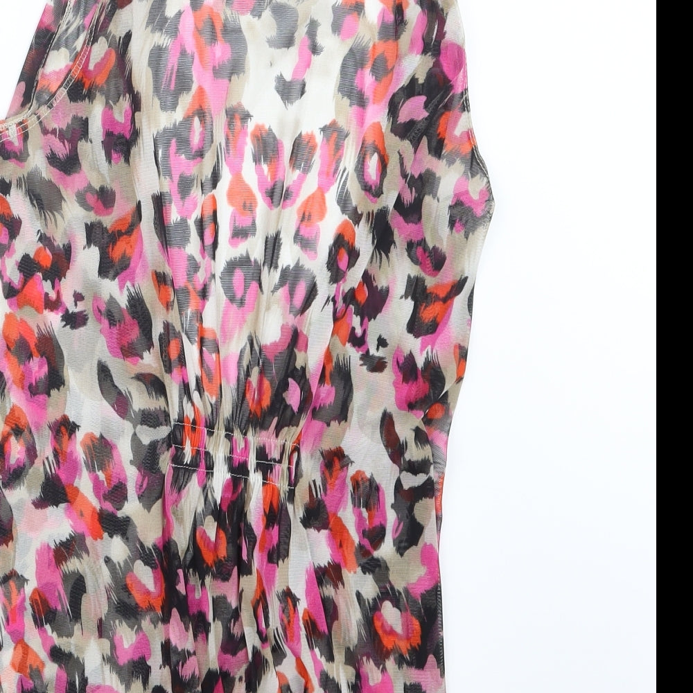 George Womens Pink Geometric Mesh Jacket  Size 12