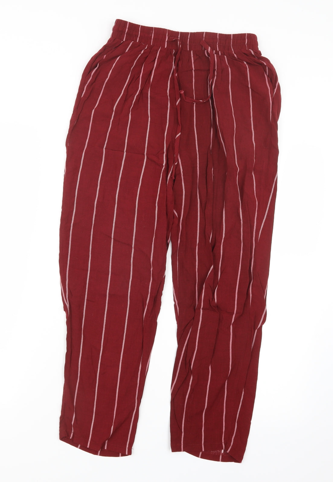 PRETTYLITTLETHING Womens Red Striped  Trousers  Size 8 L23 in