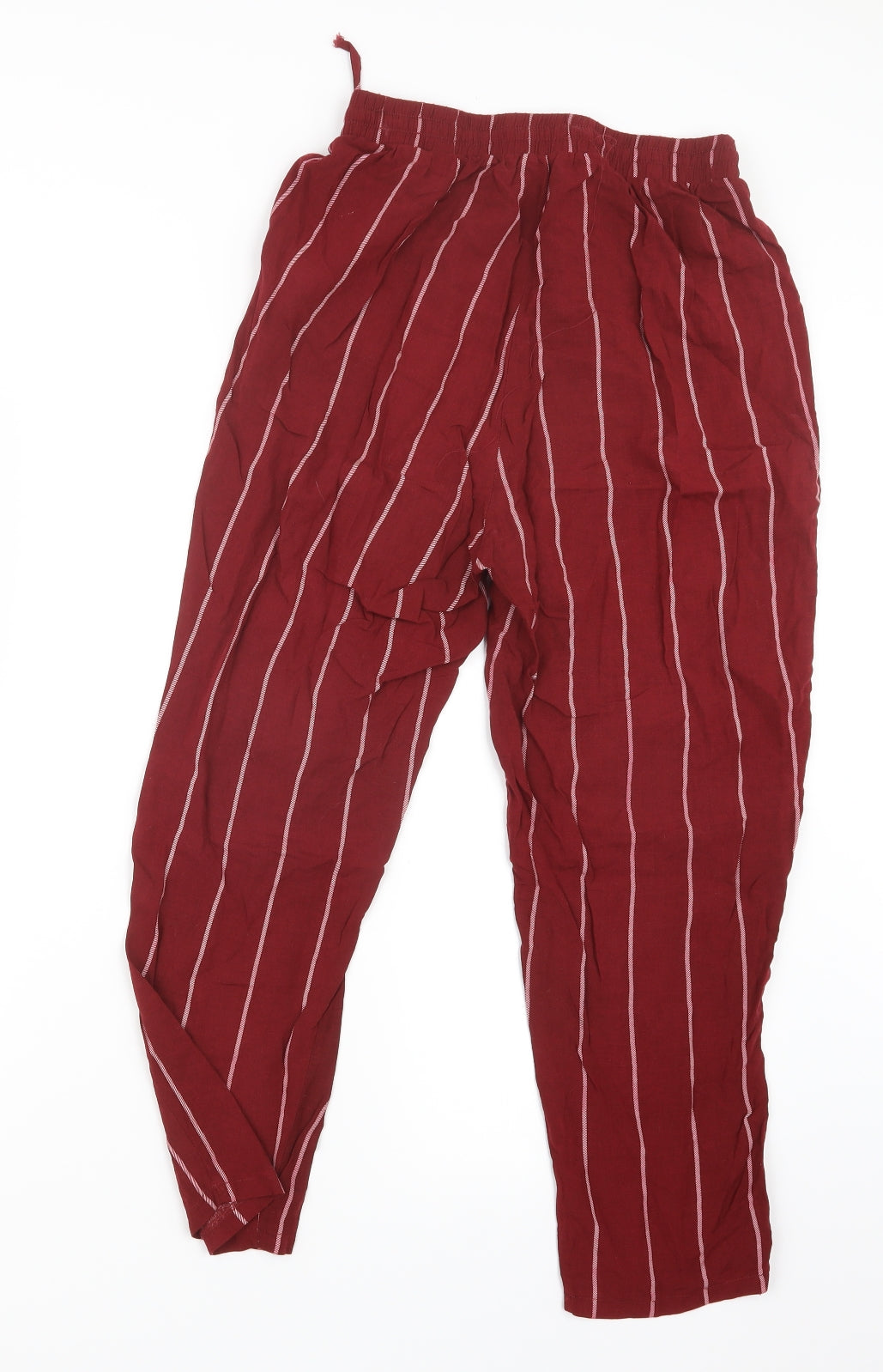 PRETTYLITTLETHING Womens Red Striped  Trousers  Size 8 L23 in