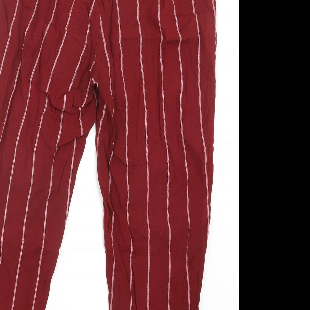 PRETTYLITTLETHING Womens Red Striped  Trousers  Size 8 L23 in