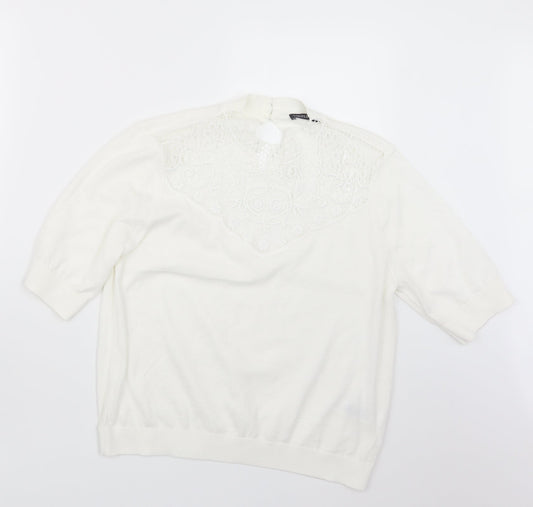 Marks and Spencer Womens White  Knit Pullover Jumper Size 14