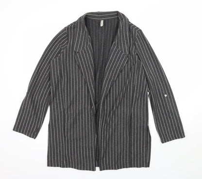 Stradivarius Womens Grey Striped  Jacket Coat Size 12