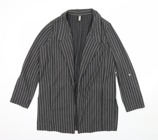 Stradivarius Womens Grey Striped  Jacket Coat Size 12