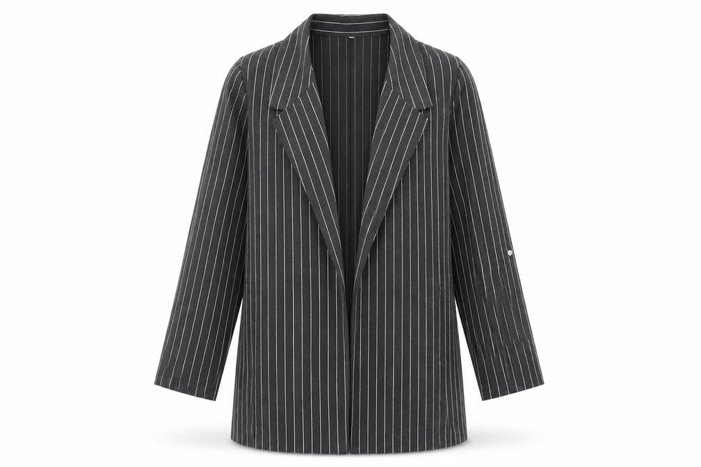 Stradivarius Womens Grey Striped  Jacket Coat Size 12