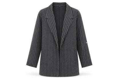 Stradivarius Womens Grey Striped  Jacket Coat Size 12