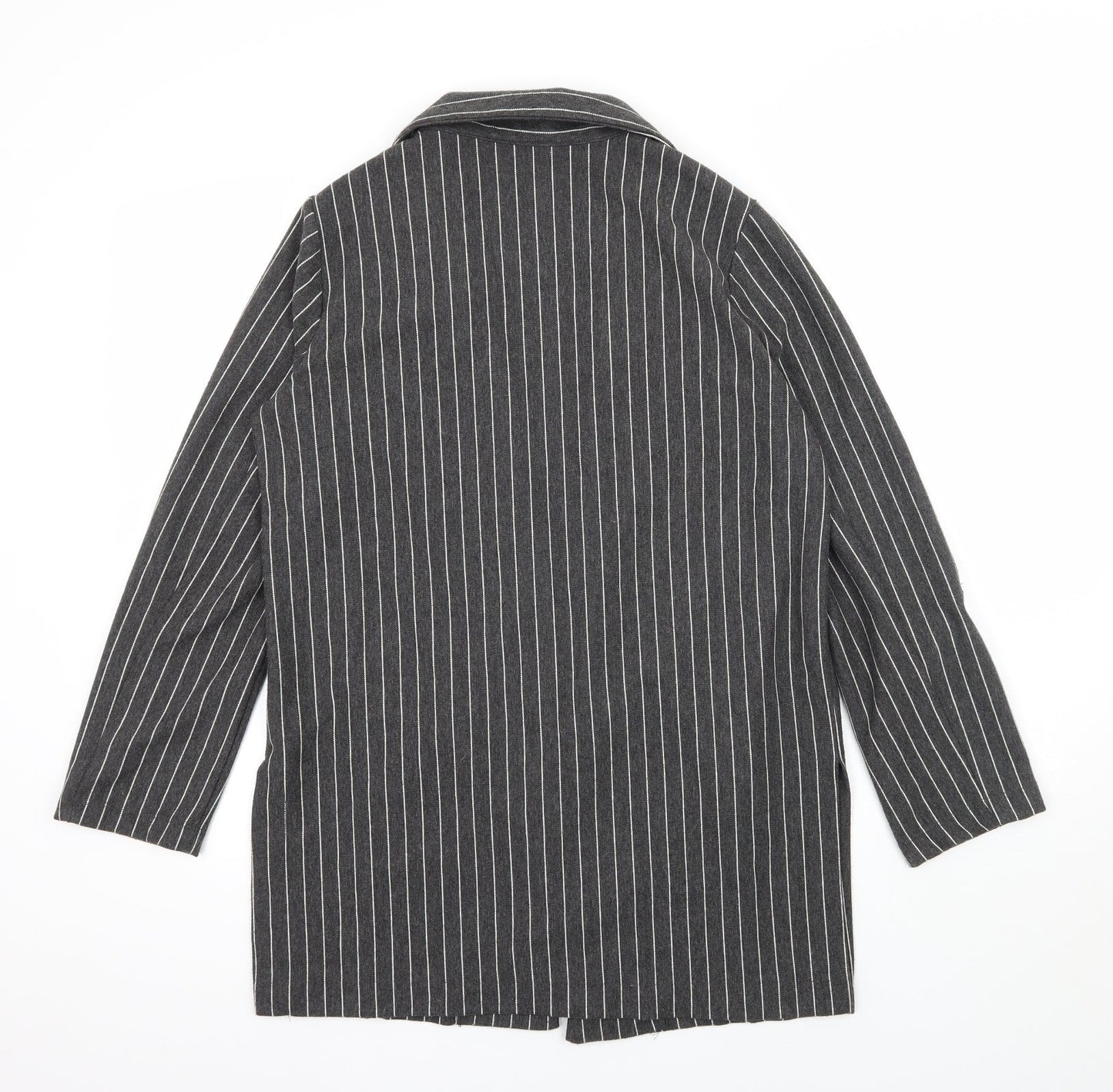 Stradivarius Womens Grey Striped  Jacket Coat Size 12