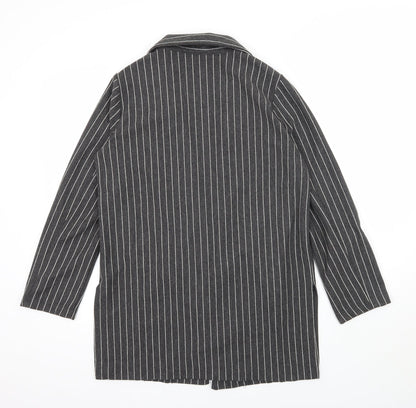 Stradivarius Womens Grey Striped  Jacket Coat Size 12