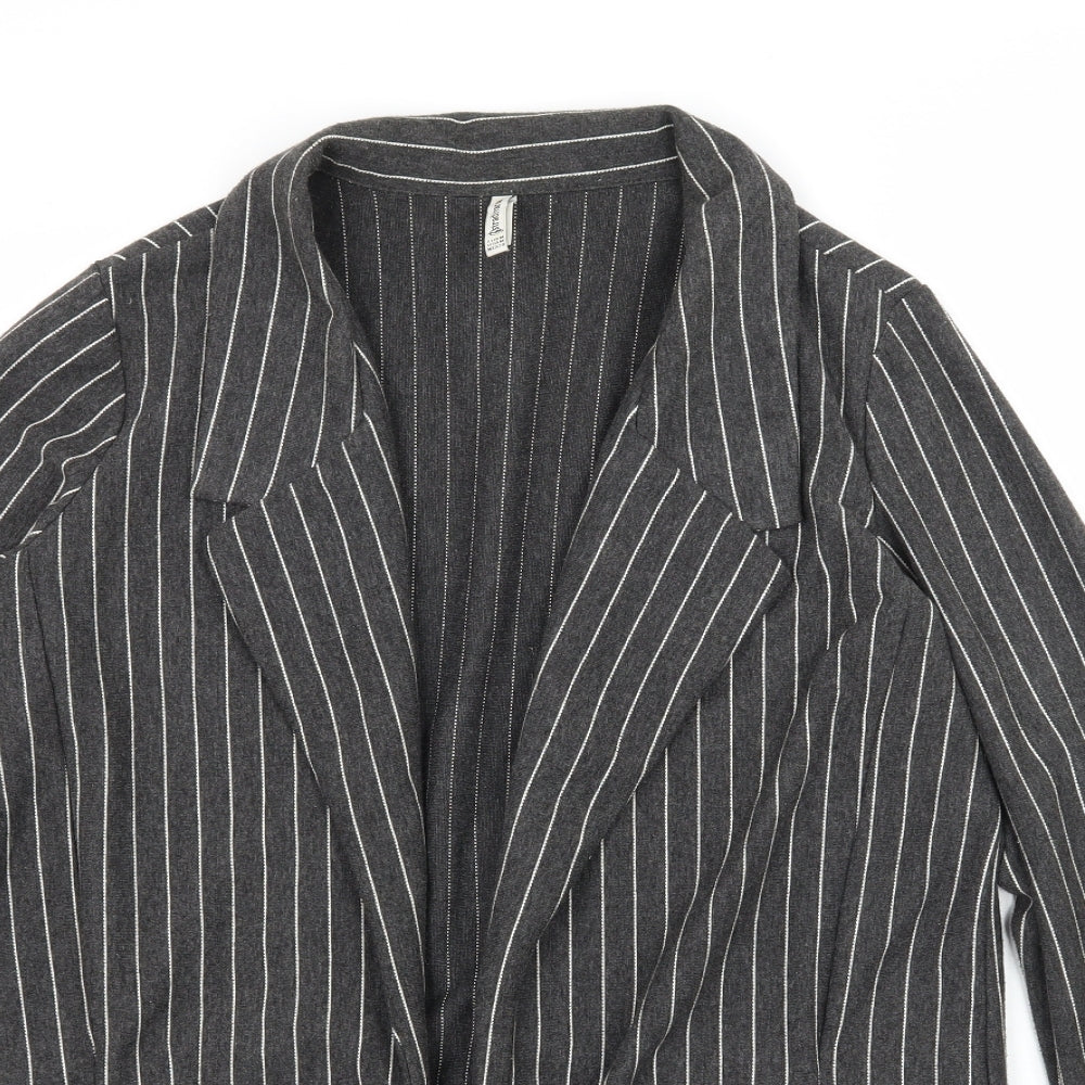 Stradivarius Womens Grey Striped  Jacket Coat Size 12