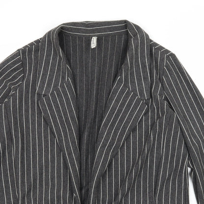 Stradivarius Womens Grey Striped  Jacket Coat Size 12