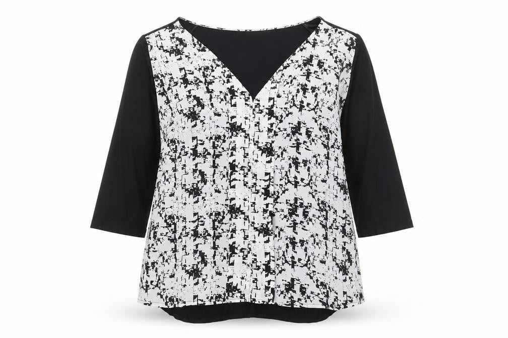 Papaya Womens Black Geometric Jersey Tunic Blouse Size 14