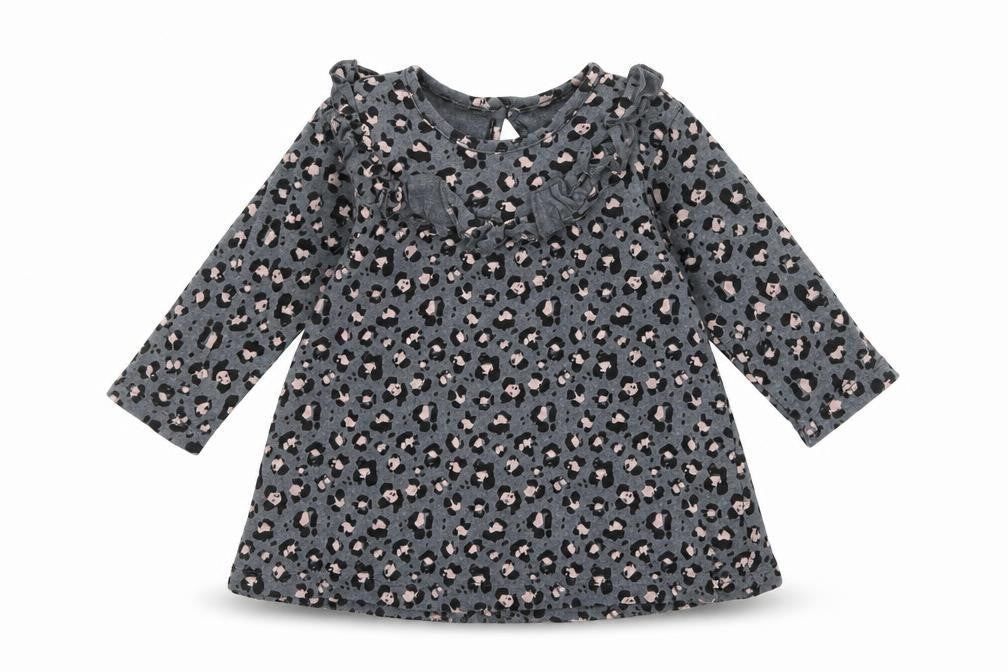 George Girls Grey Animal Print Jacquard T-Shirt Dress  Size 3-6 Months