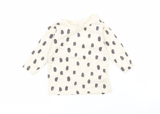 M&S Baby Beige Polka Dot Jersey Basic T-Shirt Size 3-6 Months
