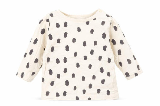 Front view of Marks & Spencer Baby Beige Polka Dot Jersey Basic T-Shirt, size 3-6, Months