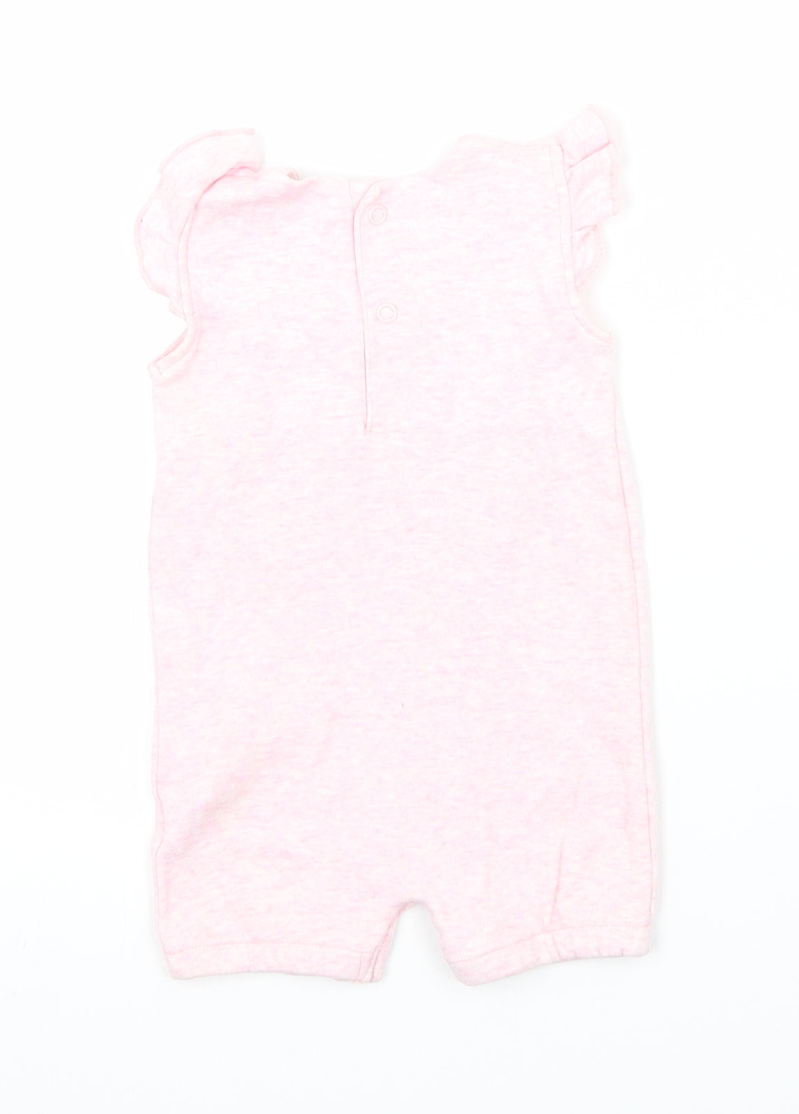 Back view of Early Days girls’ pink coverall one-piece, size 3-6, months