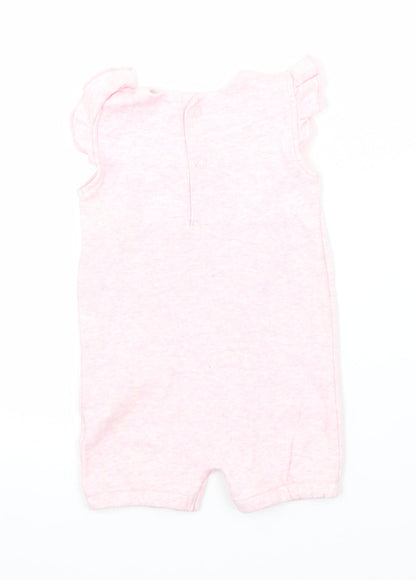 Back view of Early Days girls’ pink coverall one-piece, size 3-6, months