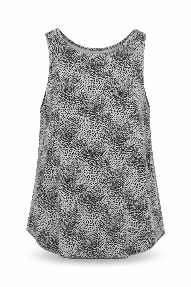 Decjuba Womens Grey Animal Print Jersey Basic Tank Size 10