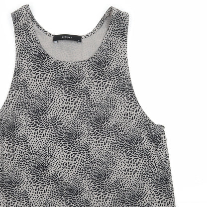 Decjuba Womens Grey Animal Print Jersey Basic Tank Size 10