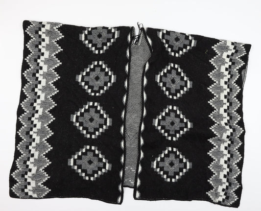 Preworn Womens Black Geometric Knit  Shawl/Wrap