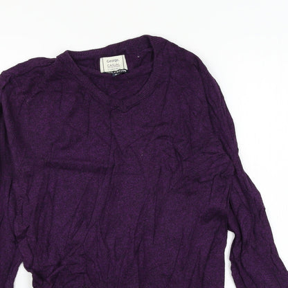 Preloved George Mens Purple  Knit Pullover Jumper Size S - Detail