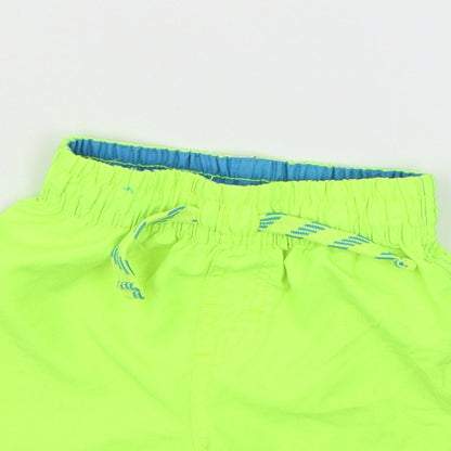 Close-up detail of Rebel boys’ green sweat shorts, size 2-3, years