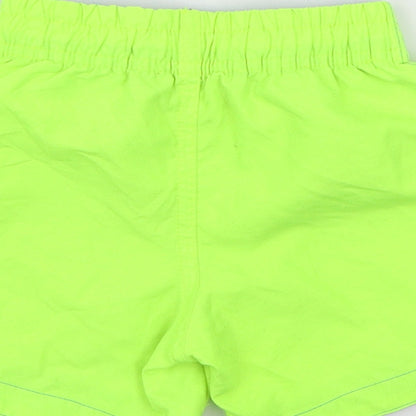Brand and care label for Rebel boys’ green sweat shorts, size 2-3, years