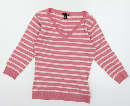 H&M Womens Pink Striped Knit Pullover Jumper Size S