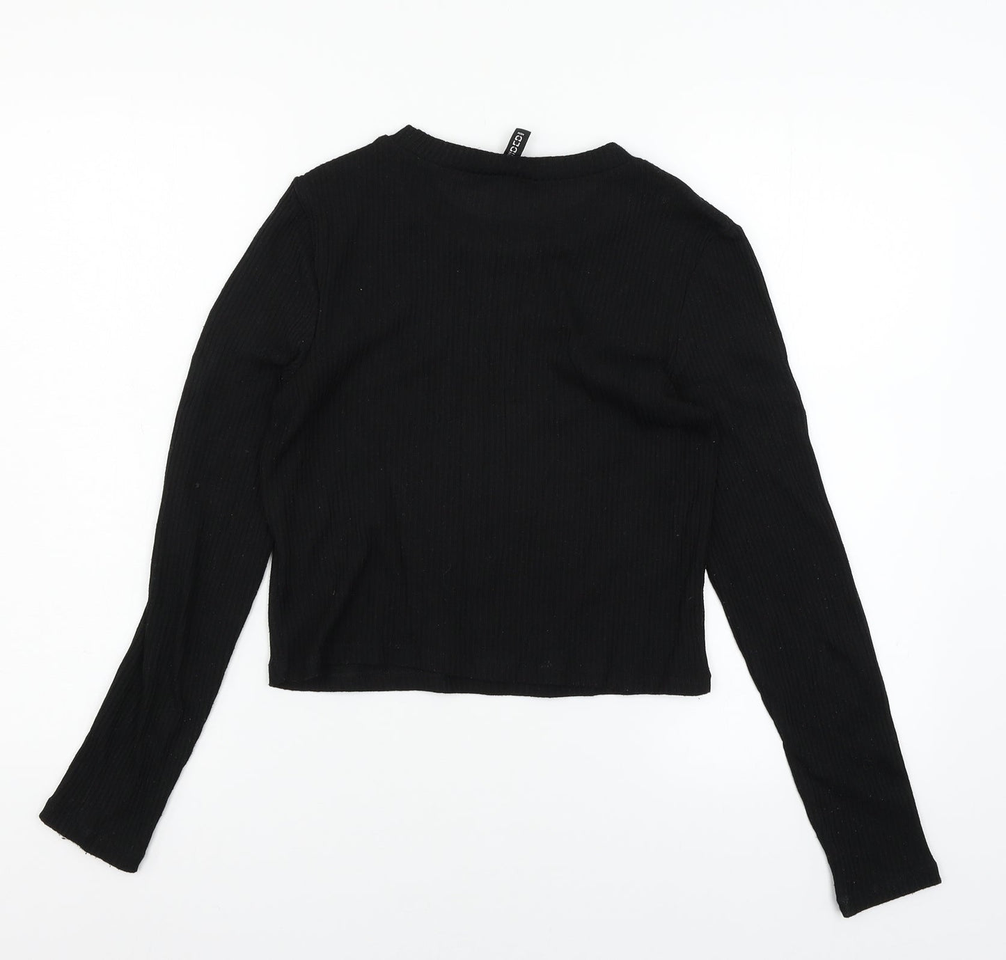 Divided by H&M Womens Black  Jersey Basic T-Shirt Size M  - Embelished Neckline