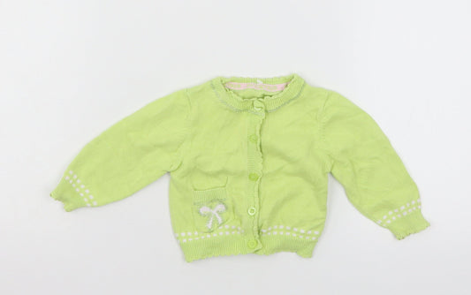 Marks and Spencer Girls Green  Knit Cardigan Jumper Size 3-6 Months