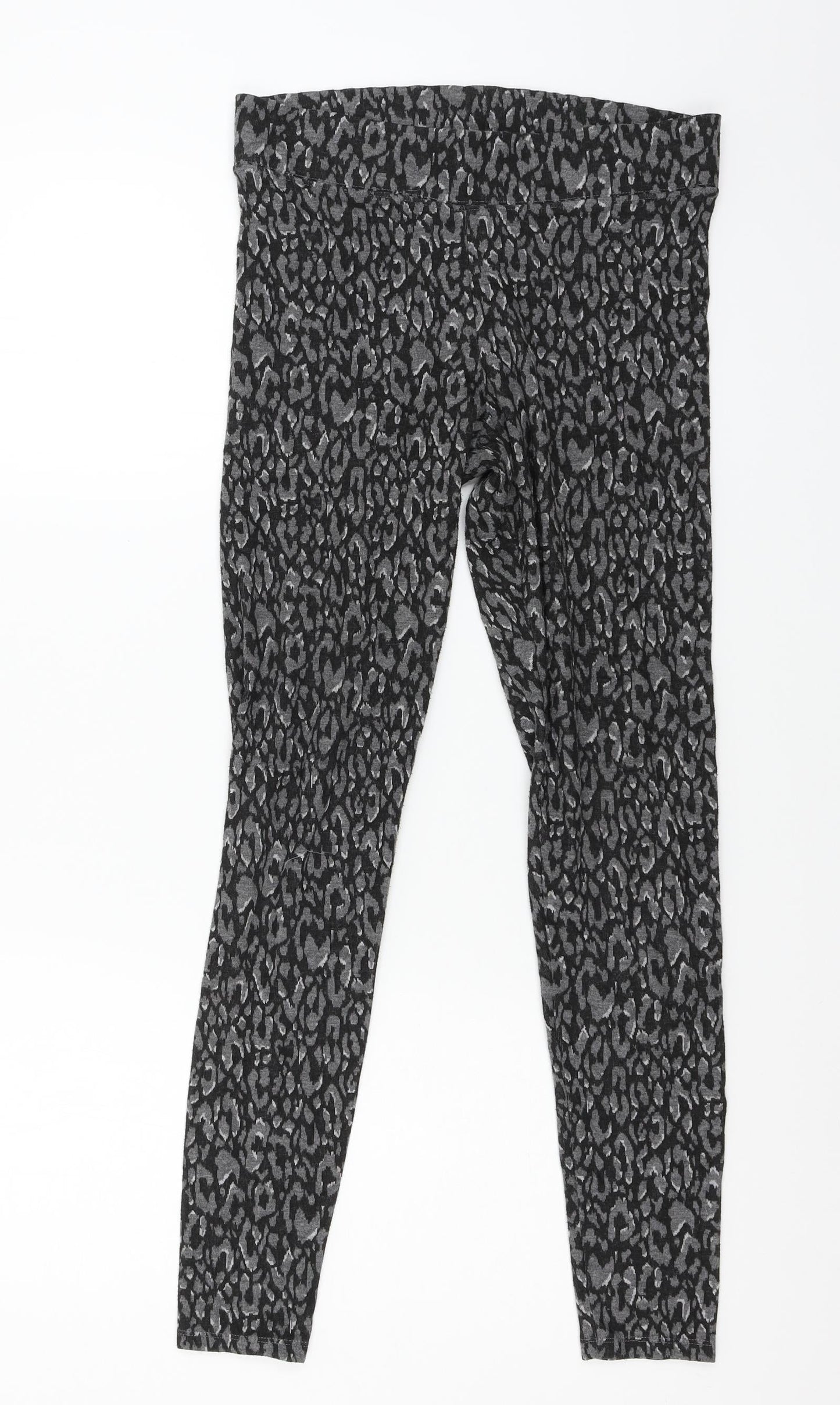 Marks and Spencer Womens Grey Animal Print Jersey Capri Trousers Size 10 L26 in