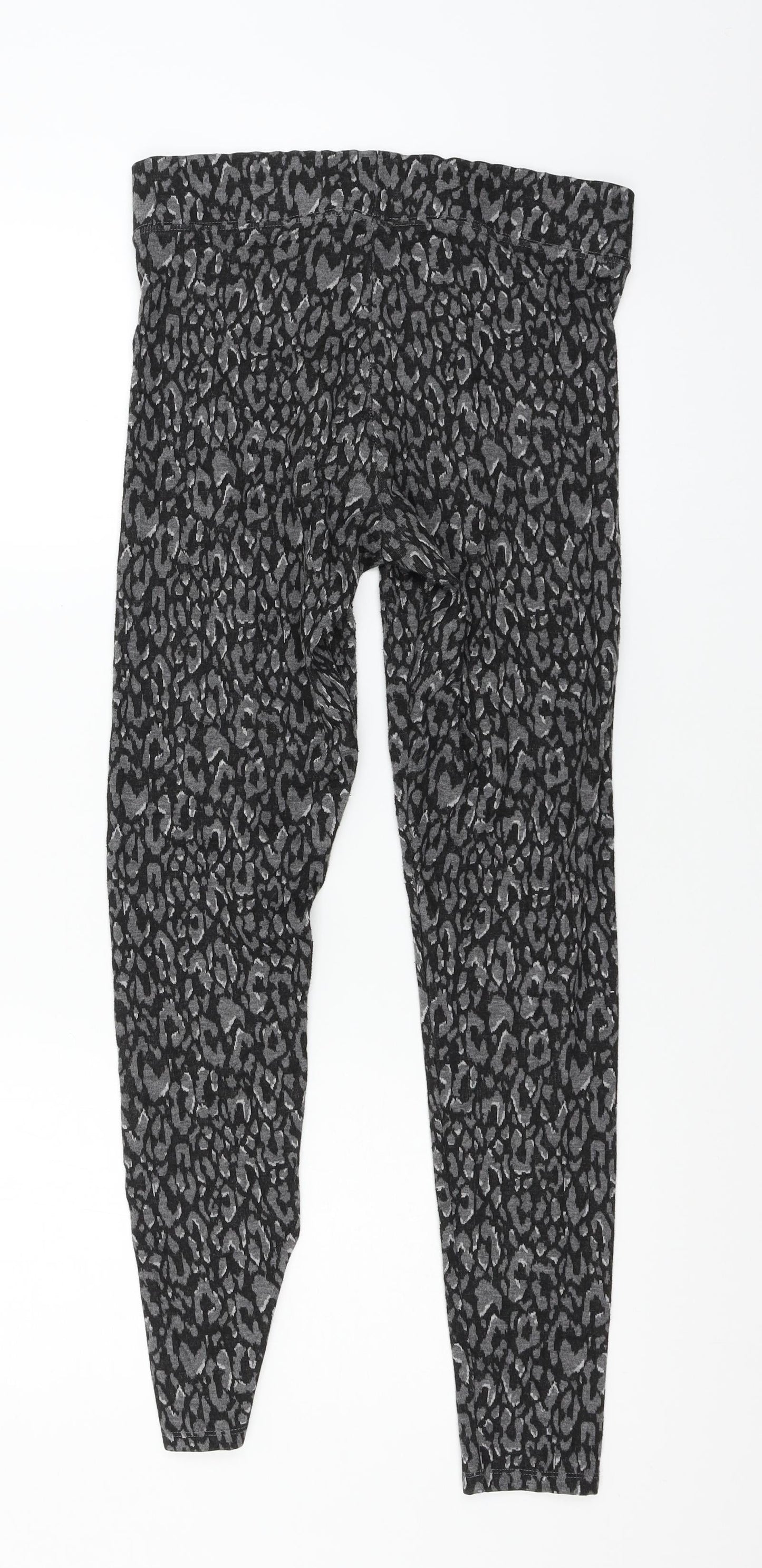 Marks and Spencer Womens Grey Animal Print Jersey Capri Trousers Size 10 L26 in