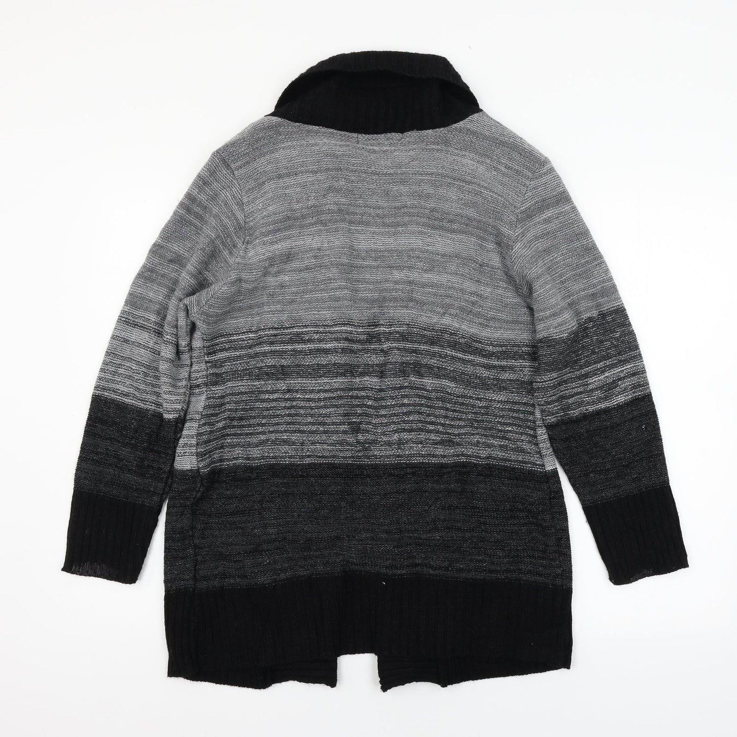 Alexara Womens Grey Striped Knit Cardigan Jumper Size S