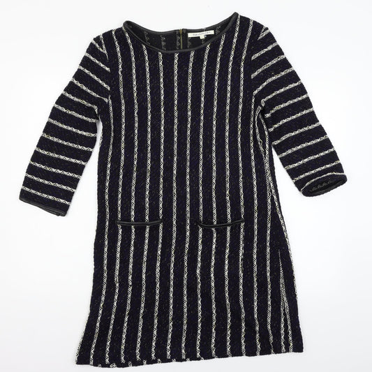 Full Circle Womens Blue Striped Knit Shift  Size L