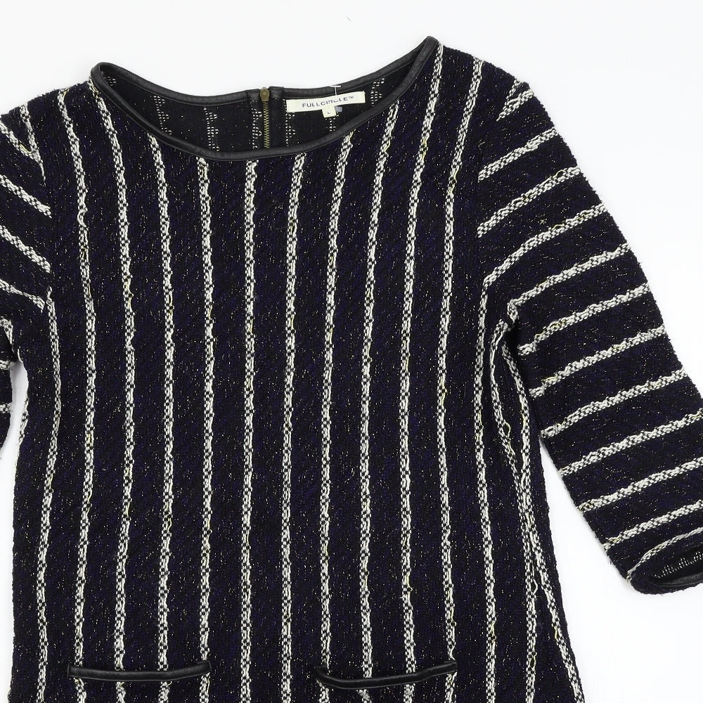 Full Circle Womens Blue Striped Knit Shift  Size L
