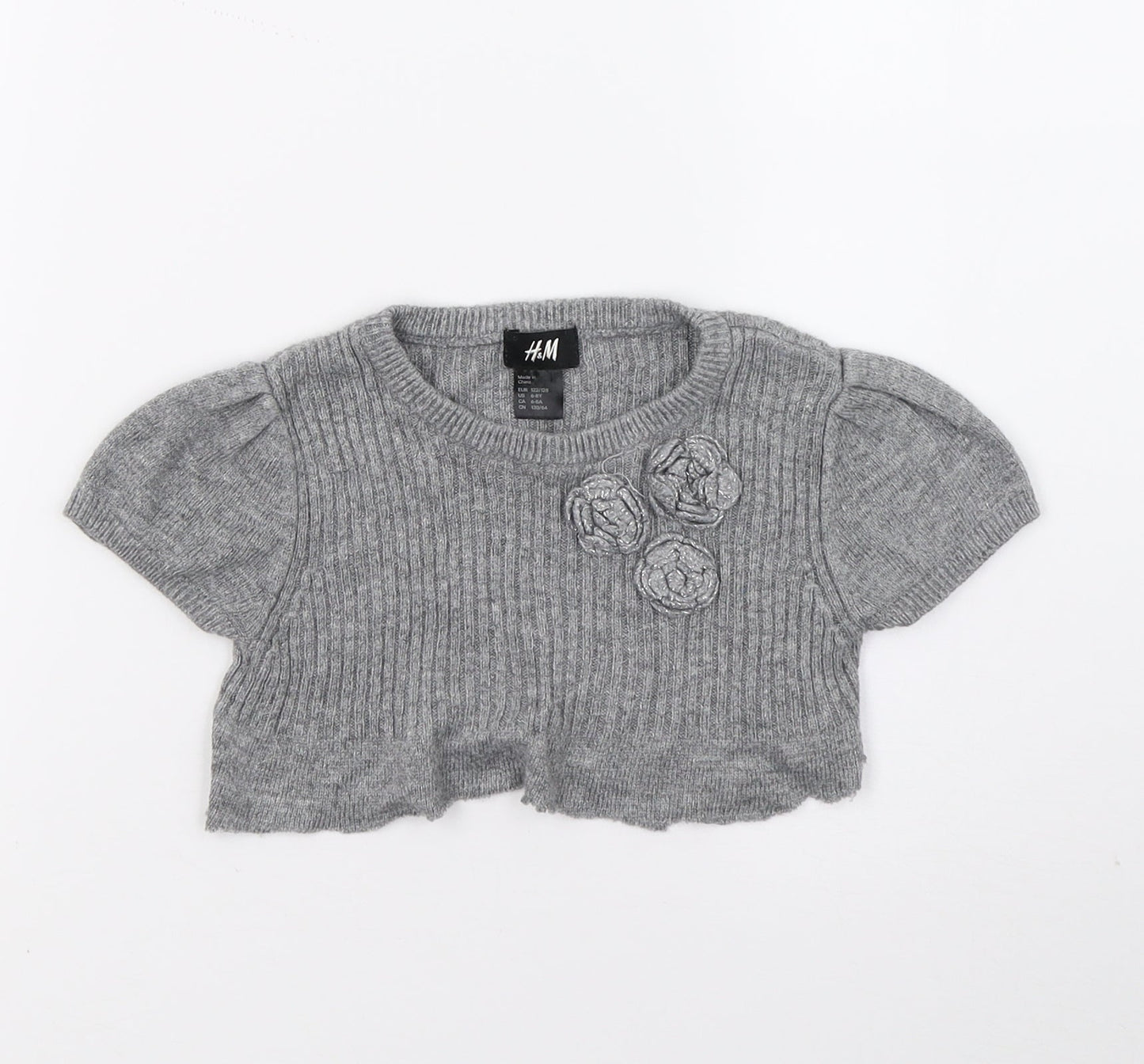 H&M Girls Grey   Pullover Jumper Size 7 Years