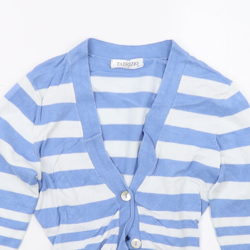 FABRIZIO  Womens Blue Striped  Cardigan Jumper Size S