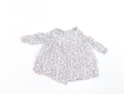 Additional front view of Charanga girls’ white floral a-line, size 9-12, months