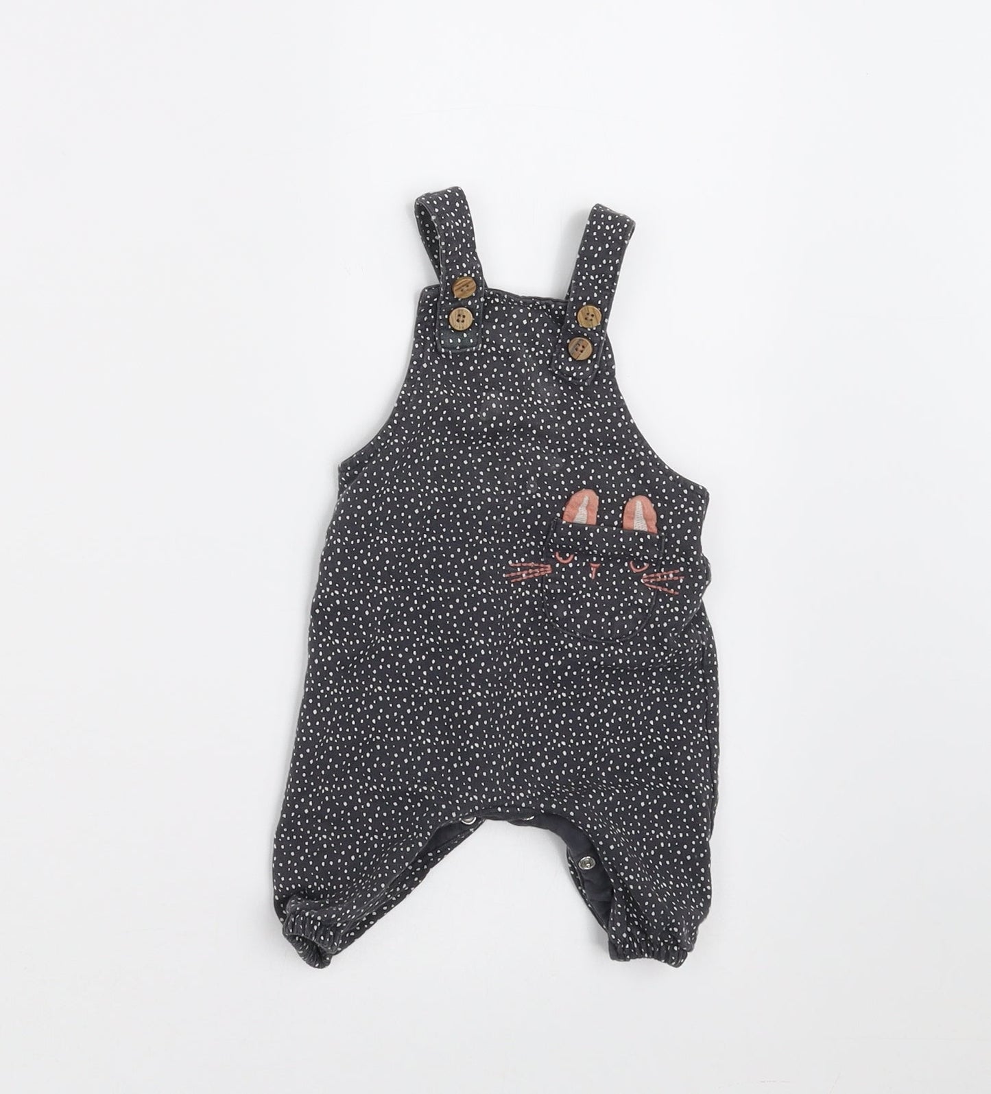 NEXT Girls Grey Spotted  Dungaree One-Piece Size 0-3 Months  - SHORTS