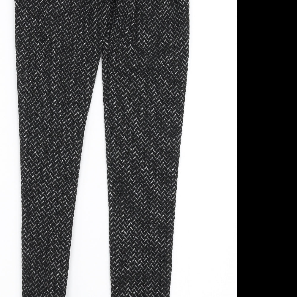 Pologarage Womens Black Herringbone  Trousers  Size 26 in L29 in