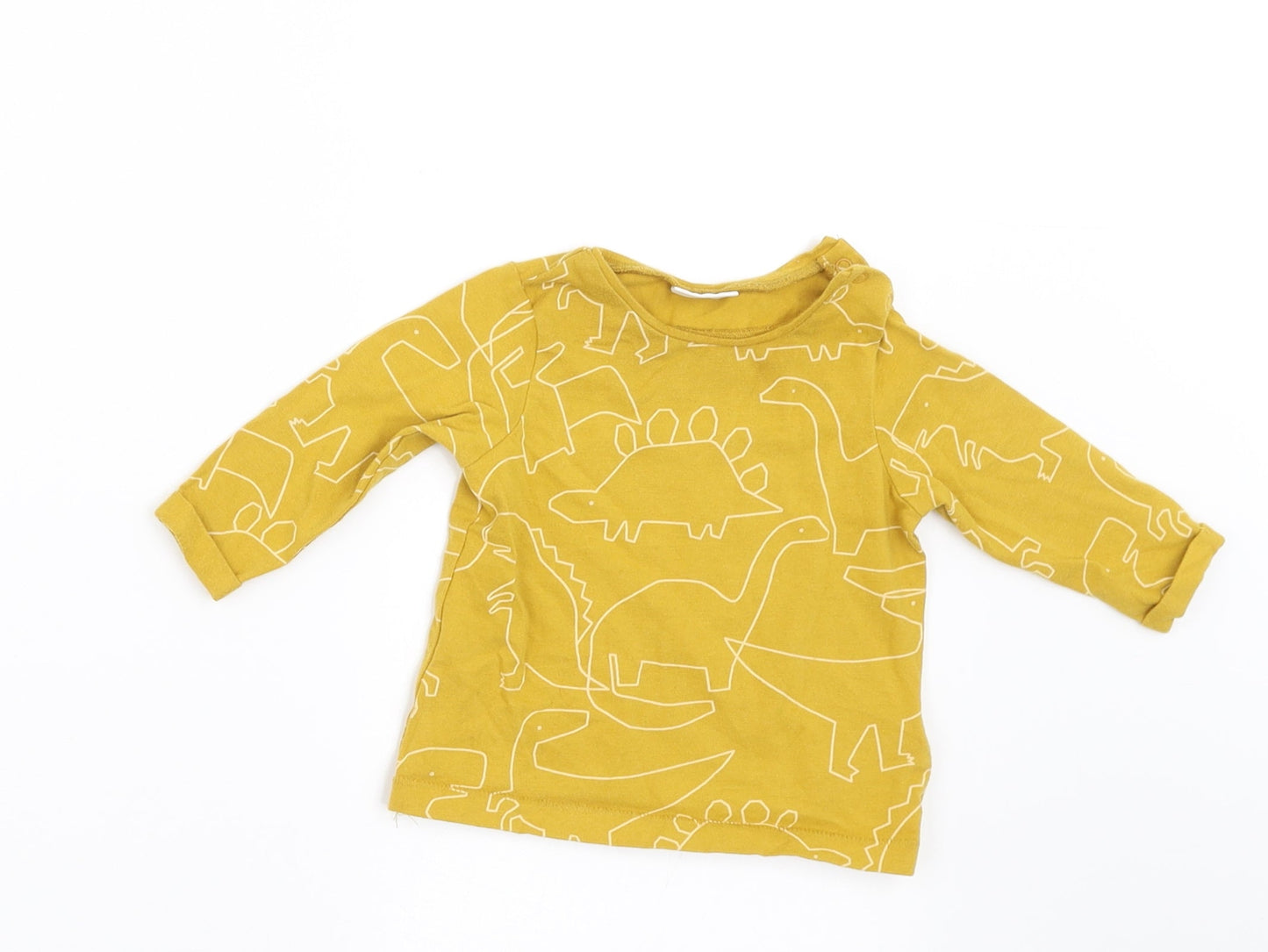 NEXT Boys Yellow Geometric  Basic T-Shirt Size 0-3 Months  - dinasours