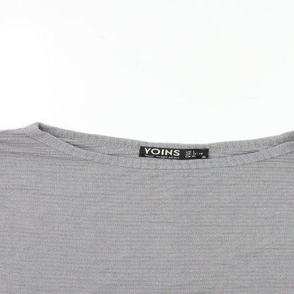 YONIS Womens Grey  Knit Pullover Jumper Size L
