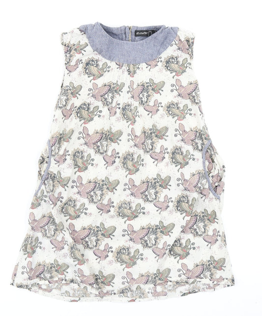 Minymo Womens White Floral  Basic Blouse Size 10