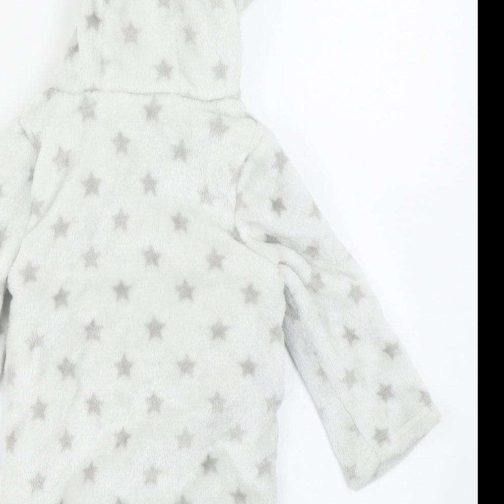 F&F Baby Grey Solid  Kimono Robe Size 9-12 Months  - Bear Ear Hood
