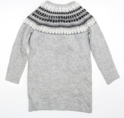 Preloved George Girls Grey Gingham  Pullover Jumper Size 12-13 Years - Back