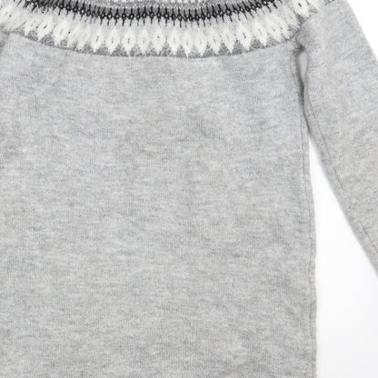 Preloved George Girls Grey Gingham  Pullover Jumper Size 12-13 Years - Label