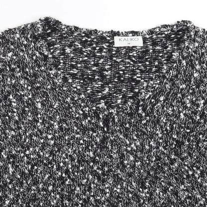 Close-up detail of Kaliko women’s black jumper, size UK 16