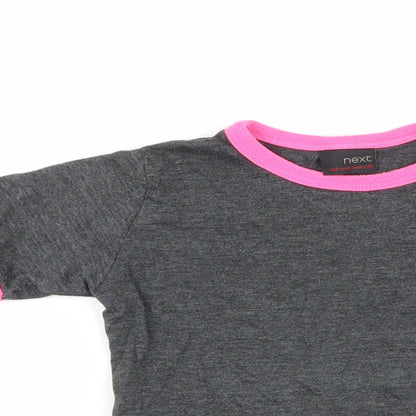 Close-up detail of Next girls’ grey basic t-shirt, size 3, years