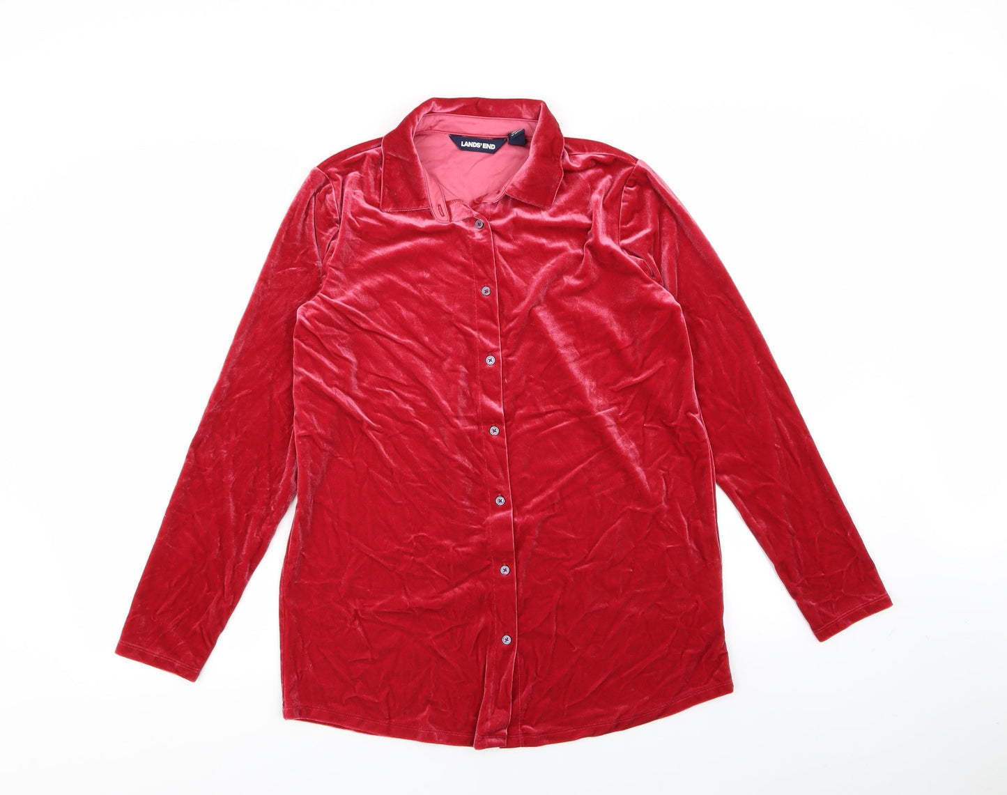 lands end Womens Red Solid  Top Pyjama Top Size S
