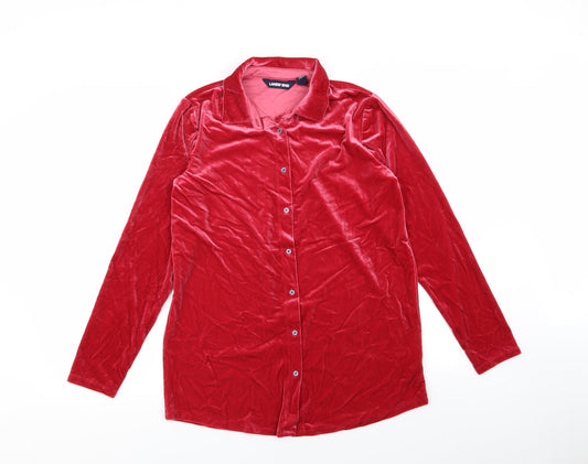 lands end Womens Red Solid  Top Pyjama Top Size S