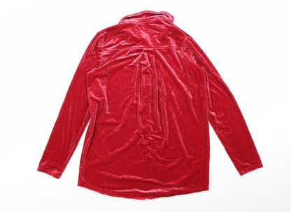 Back view of lands end women’s red solid top pyjama top, size S